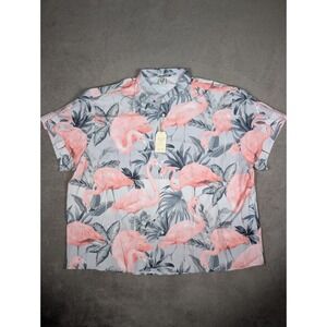 HARDADDY Shirt Mens Size 7XLB Button Up Short Sleeve Flamingo NWT Hawaiian Style